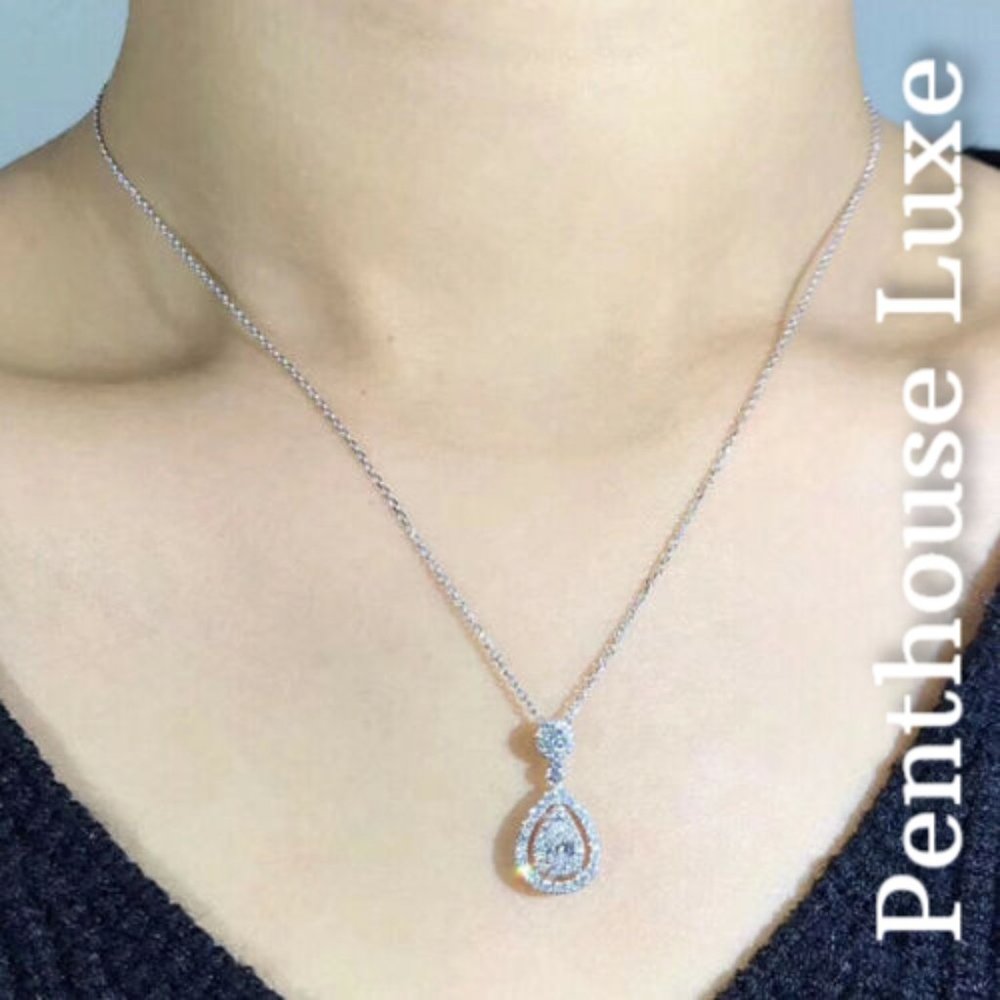 FINAL RESTOCK!! Pear Cut Double Halo Necklace - Picture 5 of 6